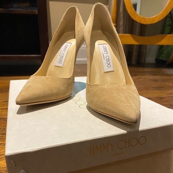 Jimmy Choo Shoes - Authentic Jimmy Choo Suede Warm Nude Heels Sz 36, excellent condition